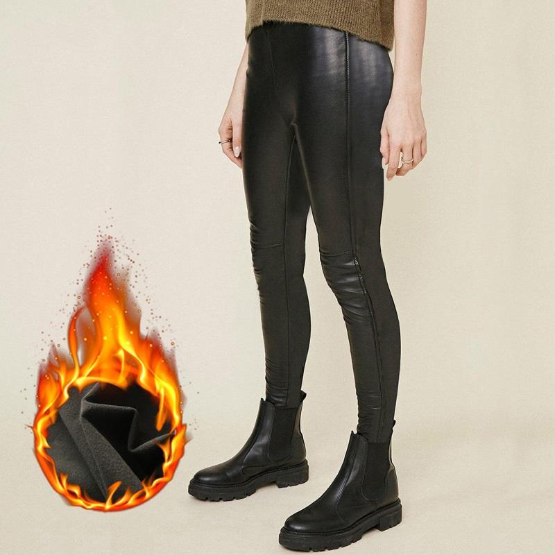 

Women's Leggings Black PU Faux Leather Warm Fall Slimming Stretch With High Waist Casual Basic Pants Tights For Women Plus Size