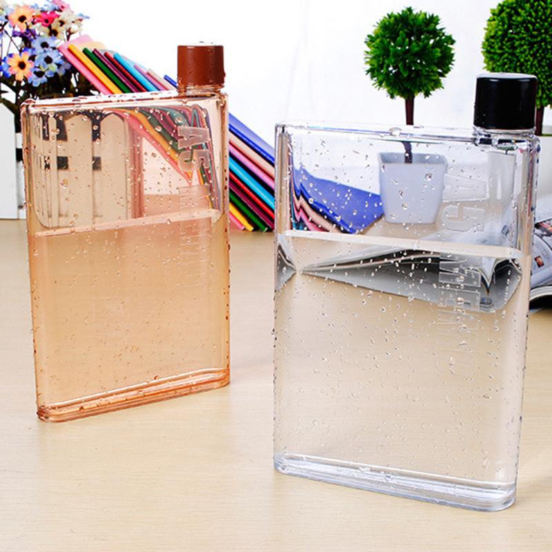 

Water Bottles 4Color Bottle Clear Book Portable Paper Pad Flat Drinks Cup Kettle Fash Brief Plastic