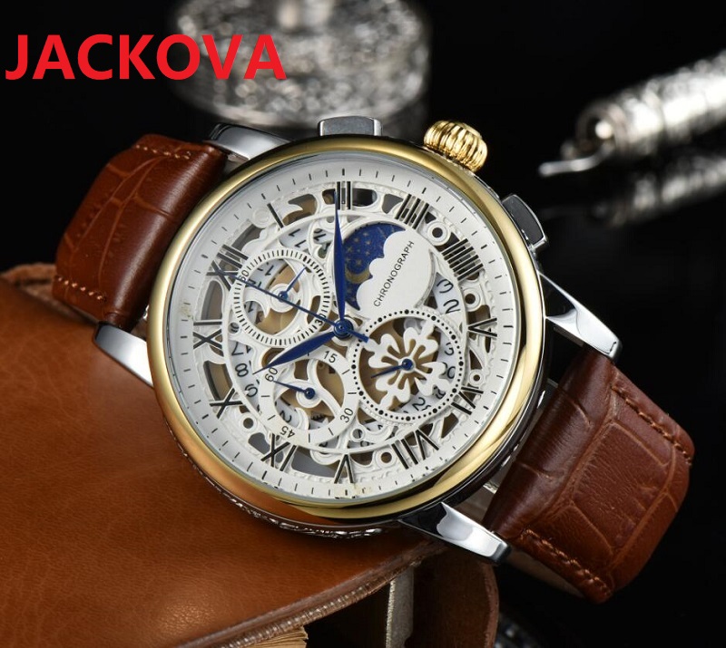 

President Day Date mens stopwatch watch Leather Skeletion Dial Designer Clock Automatic men Watches Montre Femme Reloj, As pic