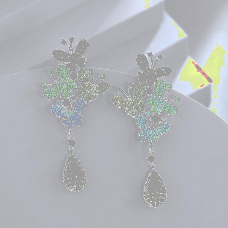 

Dangle & Chandelier CWWZircons Elegant Designer Micro Pave Cubic Zirconia Stones Purple Red Long Butterfly Drop Earrings For Women Engagemen, Silver