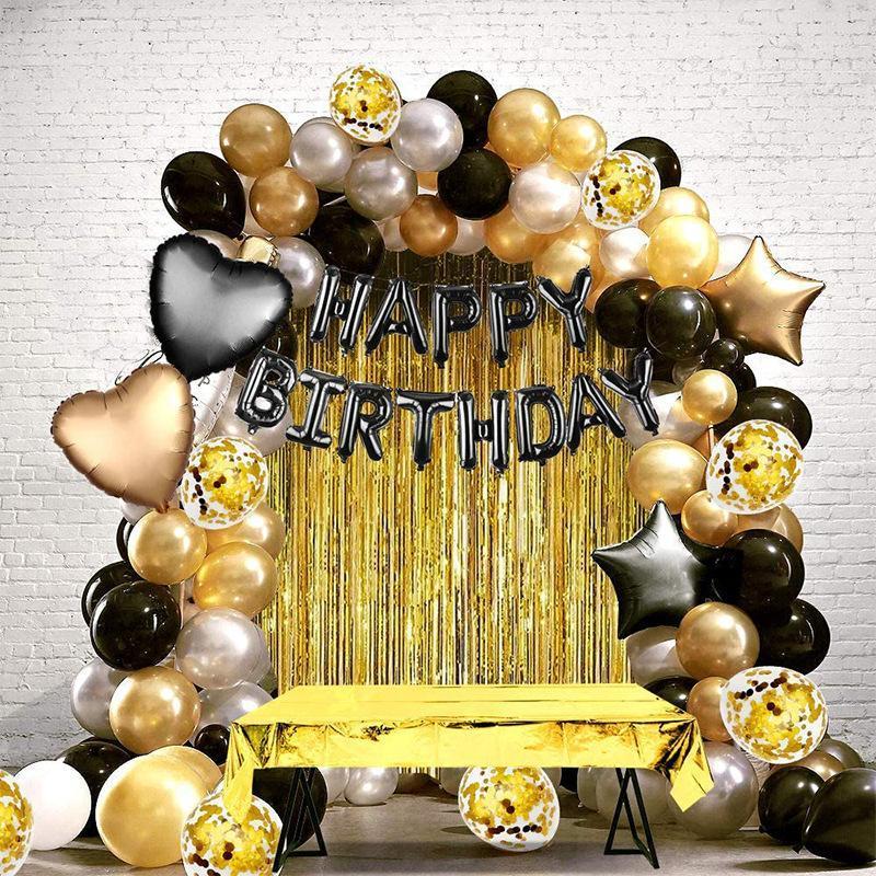 

Party Decoration Birthday Balloon Set For Girl Women Men Kids Baby Golden Black Prom Letter Happy Supplies