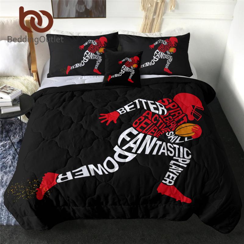

BeddingOutlet Athlete Quilt Football Summer Blanket Rugby Bedding Set 4-Piece Letter Air-conditioning Ball Sports Comforter Comforters & Set