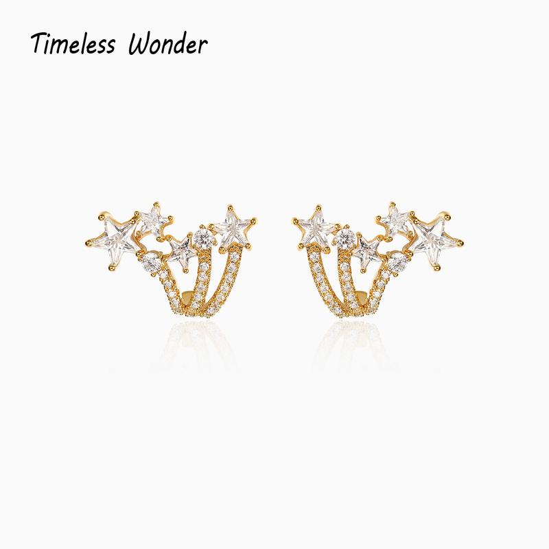 

Stud Timeless Wonder Glam Zirconia Geo Star Wrap Studs Earrings For Women Jewelry Goth Emo Gift Ins Egirl Runway Rare Prom Mix 7311, Golden;silver
