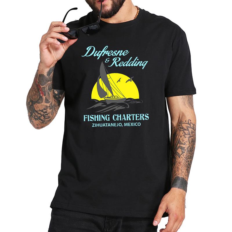 

Men' T-Shirts The Shawshank Redemption T Shirt Andy Dufresne & Redding Fishing Charters Zihuatanejo Mexico TShirt Pure Cotton EU Size Tops, Black