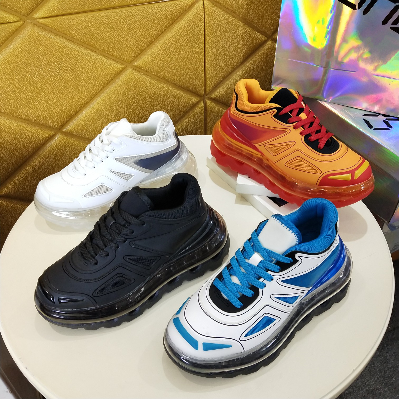 

2021 Designer Top Sneakers Air Women Sports Shoes Sneaker Running Shoe Heighten Sole 53045 Luminous Fluorescent Gradient Colour Big Fat Size 35-42 With Box
