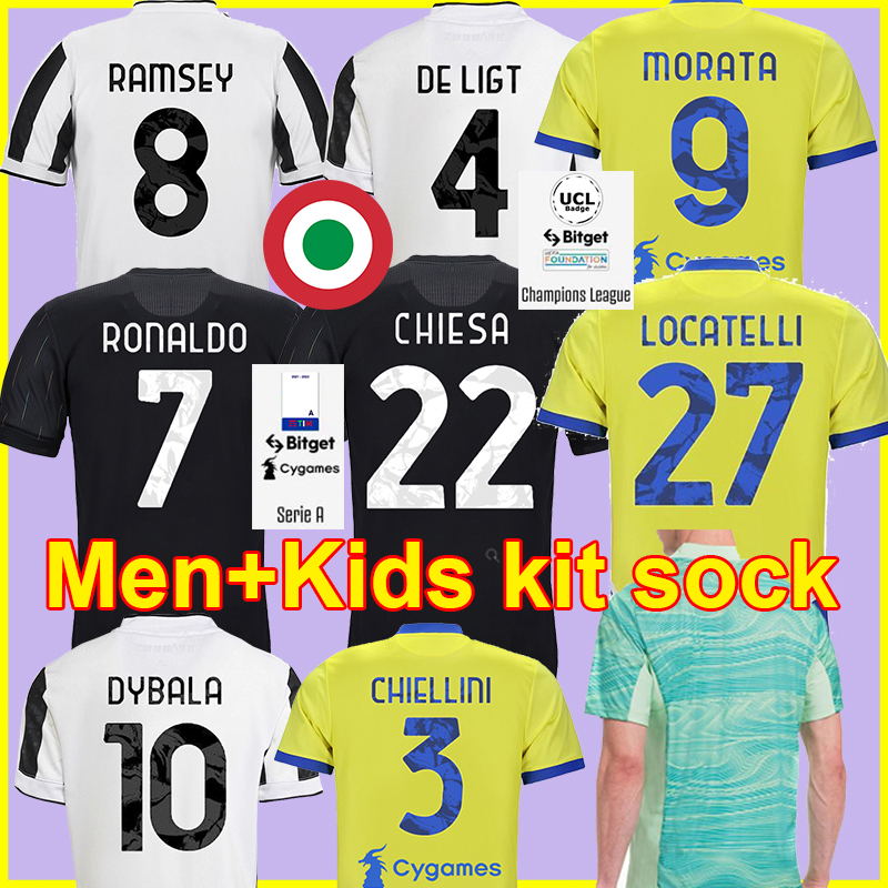 

player sponor logo Soccer Jerseys Chiesa 2021 2022 Ronaldo Kean Dybala Morata Mckennie Locatelli Top Football Kit Shirts Chiellini Bonucci Kits Men Kids Kits, Home