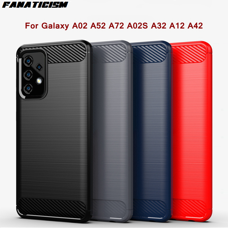 

Brushed TPU Silicone Carbon Fiber Hybrid Protection Cases For Samsung Galaxy A02 A52 A72 A02S A32 A12 A42 Phone Shell Cover, Mixed colors leave message