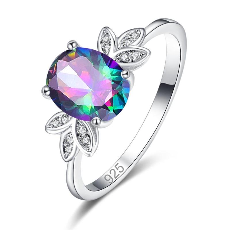 

Wedding Rings Women Fashion Flower Jewelry Blue & White Silver Ring