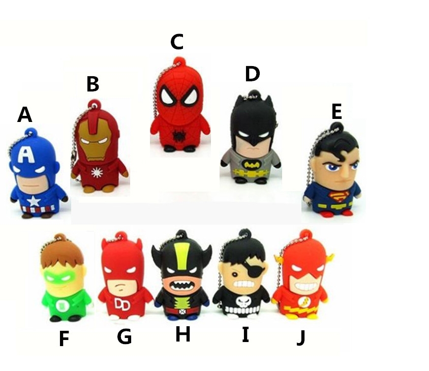 

10pcs hot sales cartoon usb heros 2.0 4-32GB flash drive memory sticks thumb pen
