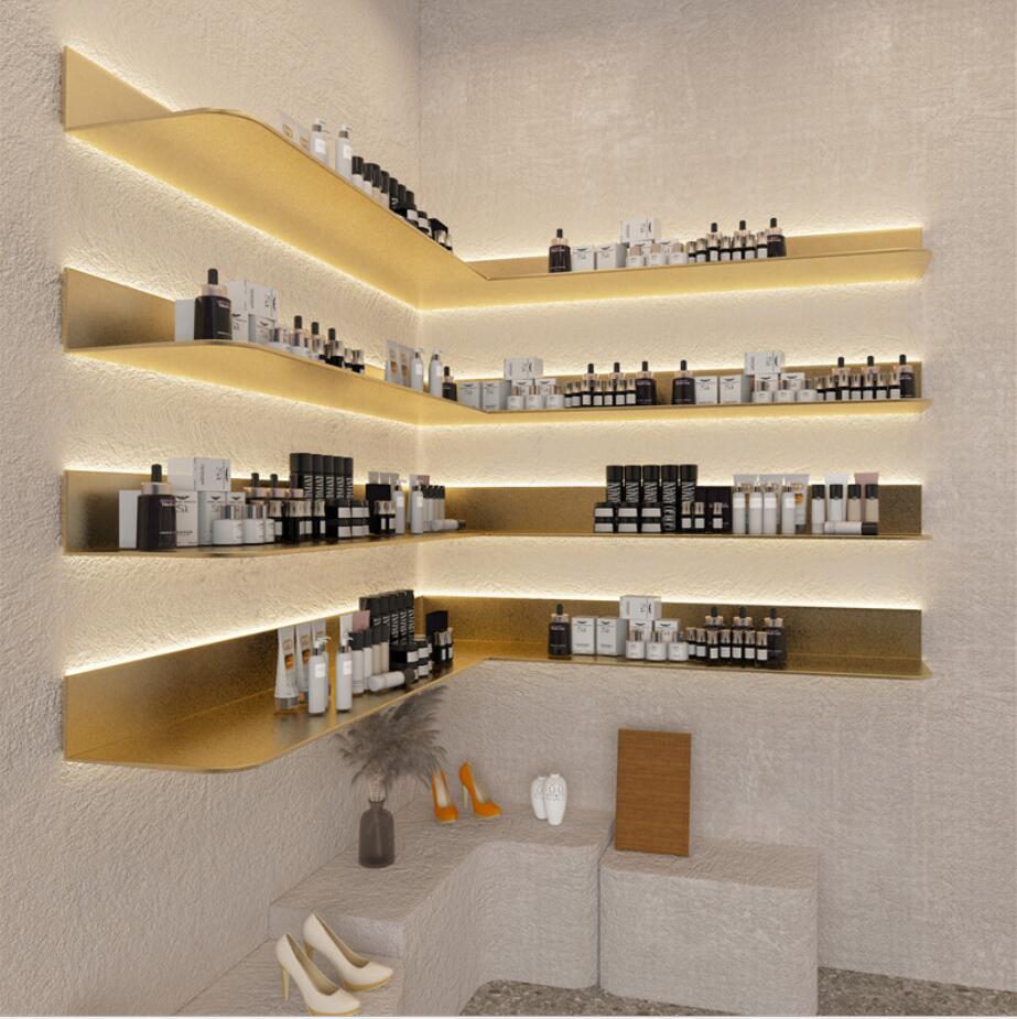 Shoe store women's clothing display Storage Holders shoes bags clothes and hats accessories net red partition wall upper shelf light with ra-image-714964726