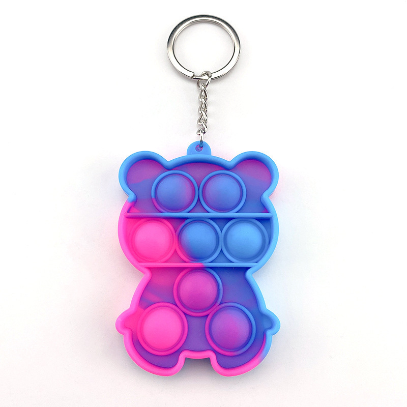 

Colorful Pop Party Favor funny Toy kids Cartoon dinosaur Sensory key Chains Dimple Fidget silicone toys 2864 Q2