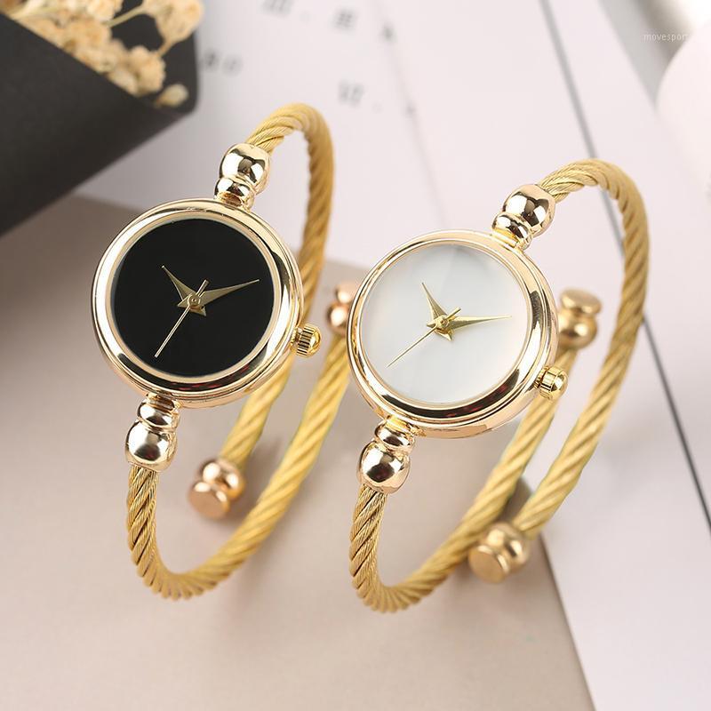 

Minimalist Women Watches Gold Stainless Steel Bracelet Watch Slim European Style Ladies Quartz Wristwatch Wristwatches, White