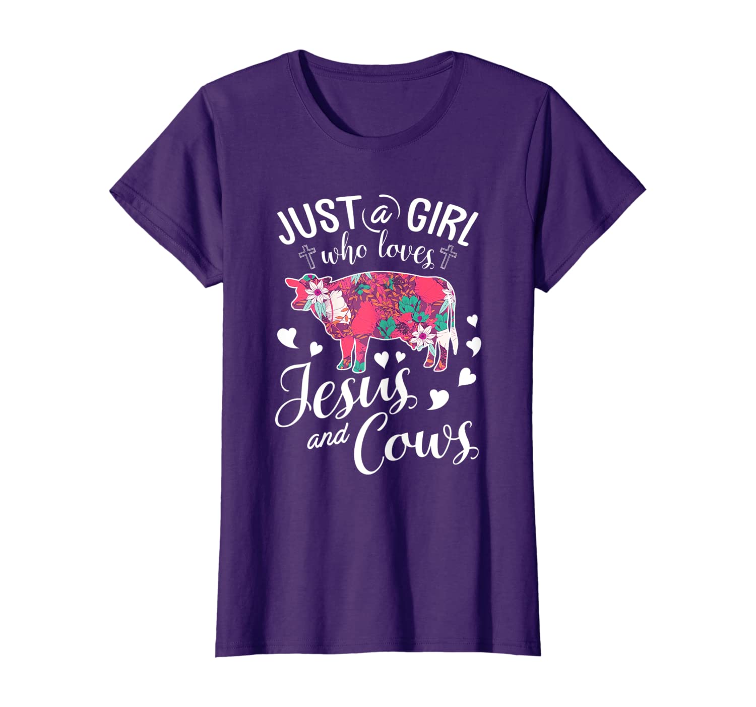

Just A Girl Who Loves Jesus And Cows T Shirt Farmer Lover, White;black