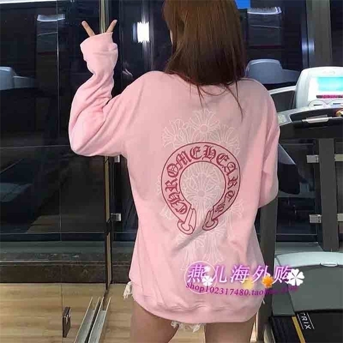 

Pink chrome & horseshoe cross printed Hearts sweater men's and women's hoodiesQXWD, Black