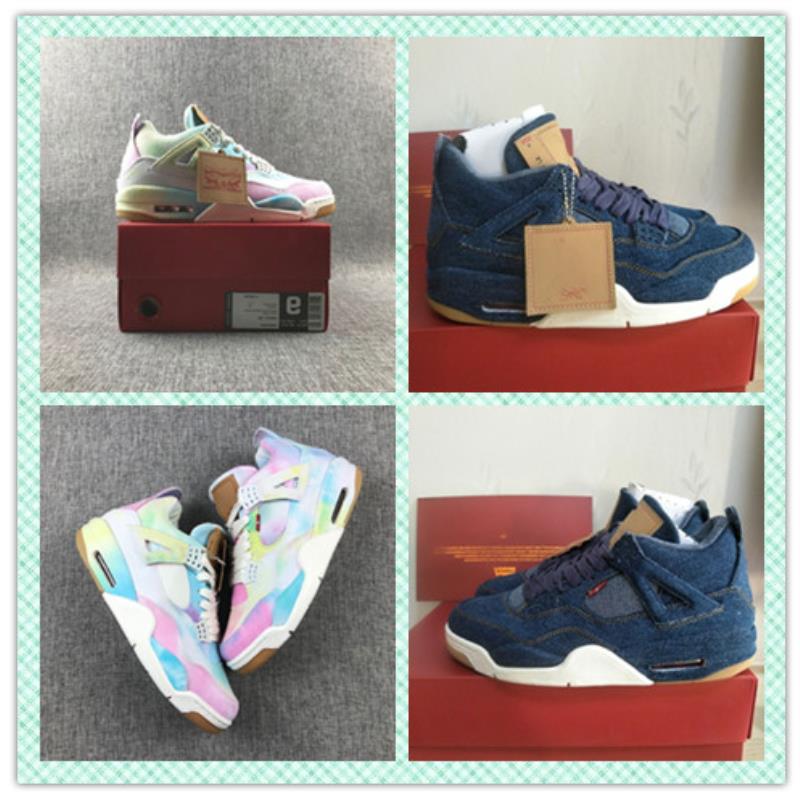 

4 mens White shoes Rainbow sports mens new Blue basketball red 4s Jeans designer game size Sneakers with box Denim ~13 Ontgw, Black