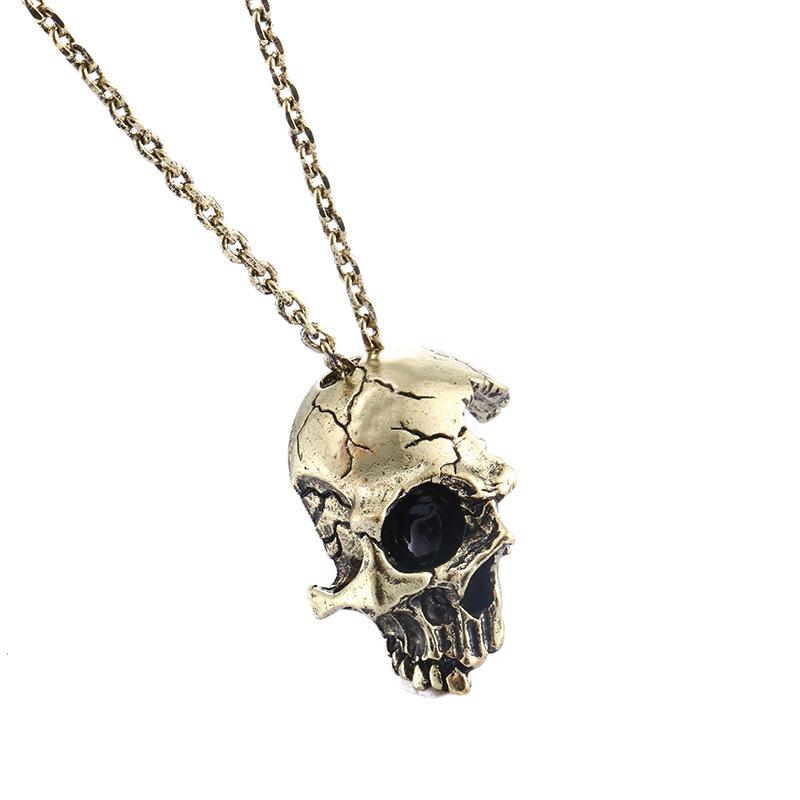 Pendant Necklaces Vintage Half Face Skull Necklace For Men Male Gothic Jewelry Fashion Boyfriend Gift Unisex Accessories-image-708499601
