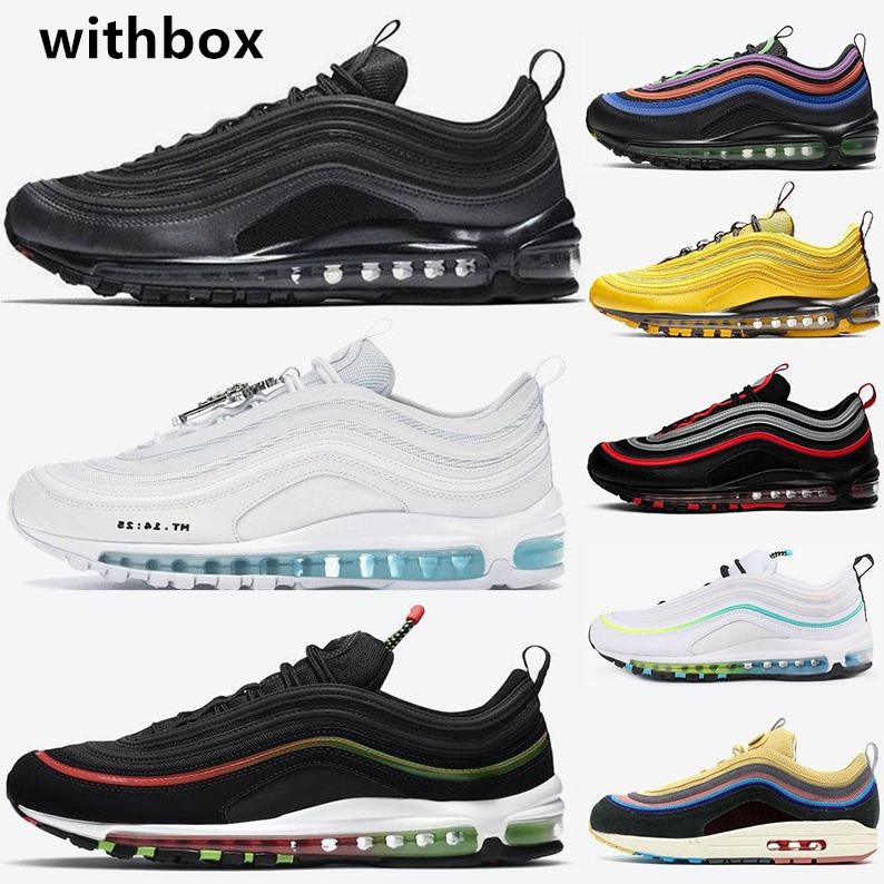 

Mschf Lil Nas x Satan Luke inri jesus 97 mens running shoes fashion Halloween triple black white gold University Red 97s undefeated men women trainer sports sneakers, With original box