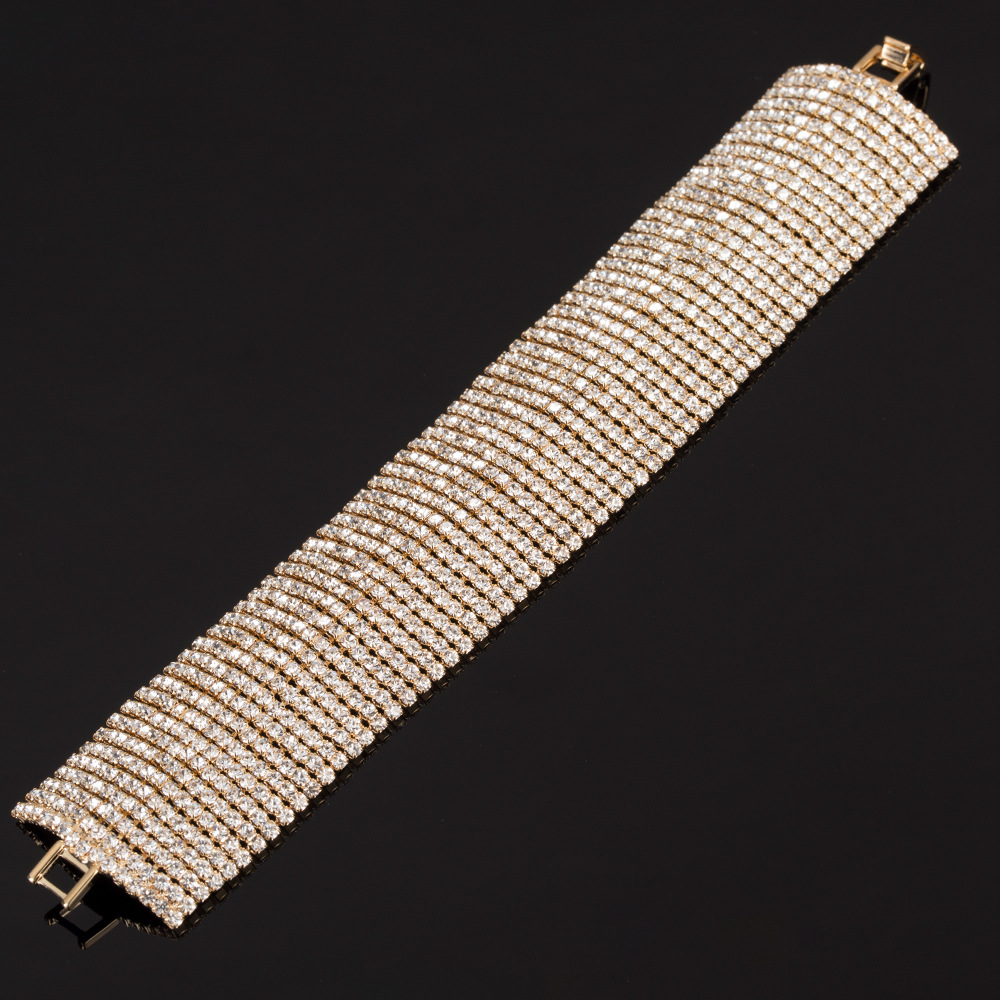 

LISMEuropean and American hot-selling personality exaggerated luxury high-quality metal inlaid 3A grade zircon ladies bracelets