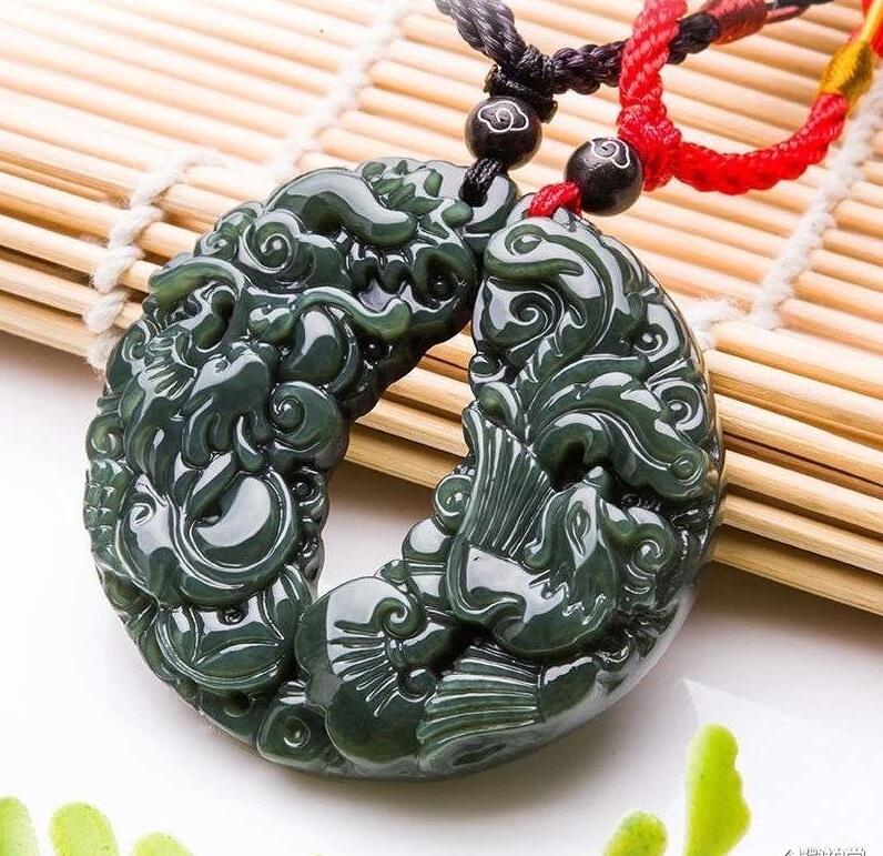 

Select hetian jade qingyu dragon phoenix pendant lovers A72, Silver