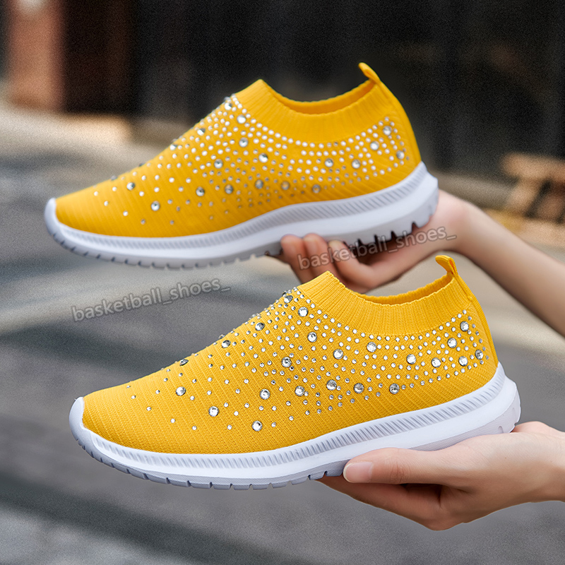 chaussures plates pour femmes grandes tailles chaussette en strass couleurs assorties semelle épaisse vieux couple chaussure sport baskets femme