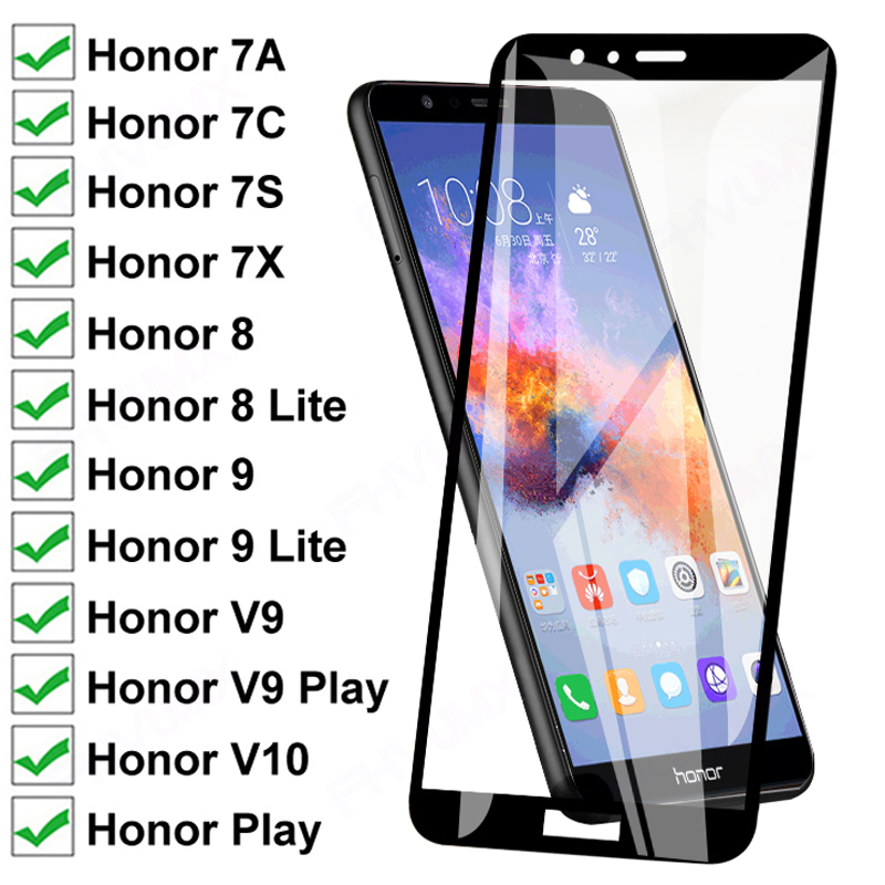 

9D Tempered Glass For Huawei honor 7X 7A 7S 7C V9 Play Screen Protectors On Honor8 9 Lite view 10 V10 Protective Film