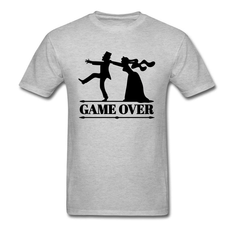 

Game Over Tee Men Bride Top Groom Bachelor Clothing Funny Bachelorette Party T Shirts Grey Tshirt Summer Husband T-shirt 210707, No print price