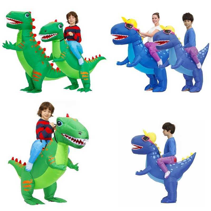 

Inflatable Dinosaur Costume Adult Kids T REX Costume Blow Up Fancy Dress Mascot Christmas Halloween Party Costume For Men Women Q0910, Kids green