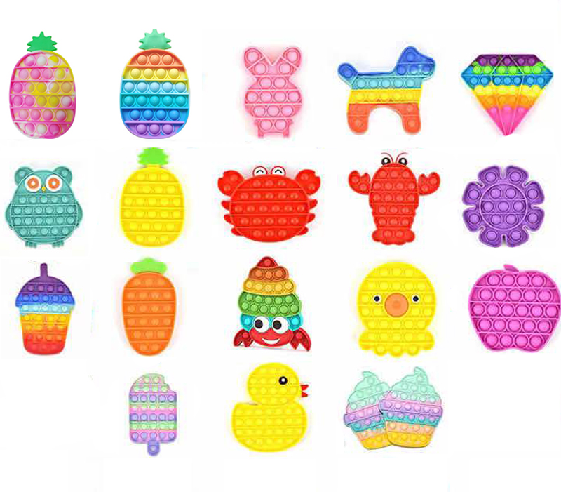 

Rainbow Push Pop Bubble Fidget Sensory Toy Autism Special Needs Stress Reliever toys Adult Kids Funny Antistress with opp bags