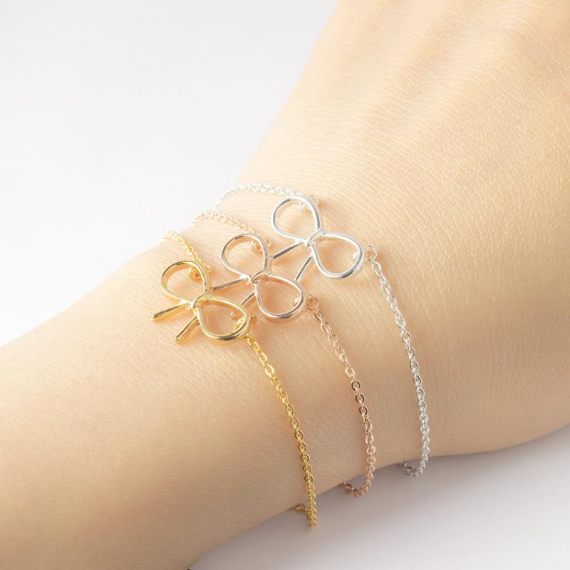 

Link, Chain Bowknot Cuff Bracelets & Bangles For Women Men Rose Gold Color Bracelet Femme Jewelry Pulseira Feminina Bridesmaid Gifts