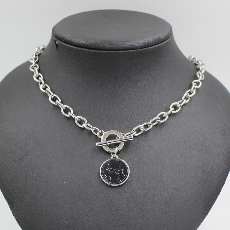 

Pendant Necklaces Arrival Round Marble Necklace For Women Toggle Clasp Minimalist Bangles 2021 Fashion Jewelry