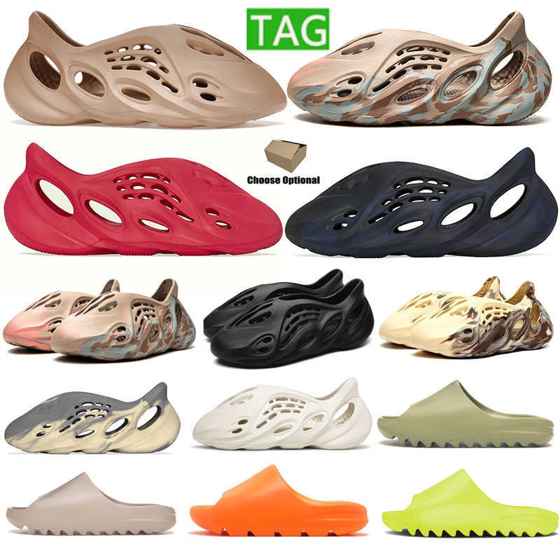 

With Box Foam Runner Slippers Men Slide shoes MX Sand Grey Women Slides MX Cream Clay Ochre Vermilion Triple Black Fashion Sandals 36-47, Bone white 36-47