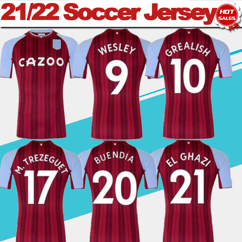 

Aston Home Soccer Jerseys 21/22 #10 BUENDIA #9 WESLEY Soccer Shirts #21 EL GHAZI #17 M.TREZEGUET customized Football uniforms, No name no number