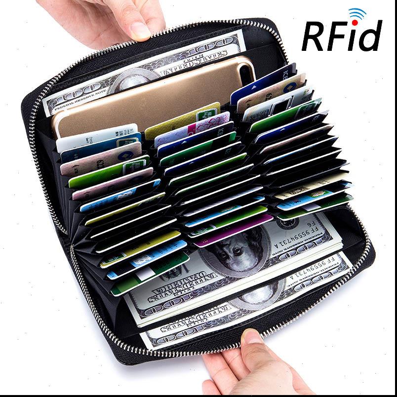 

rfid 36 slots genuine leather women wallet many departments female clutch card holder ladies purse carteira, Red;black