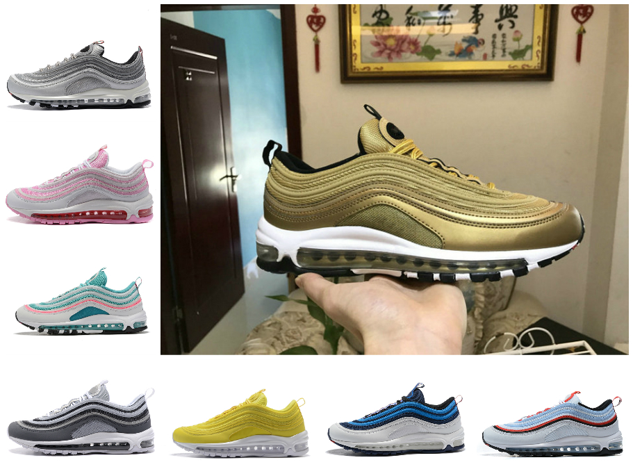 

USA 97 OG Triple White Running Shoes 97s Sail Bred Undftd UNDEFEATED Black Sliver Bullet Metalic Gold Olive LIGHT Blue Men Women Sports Sneakers, A-w007
