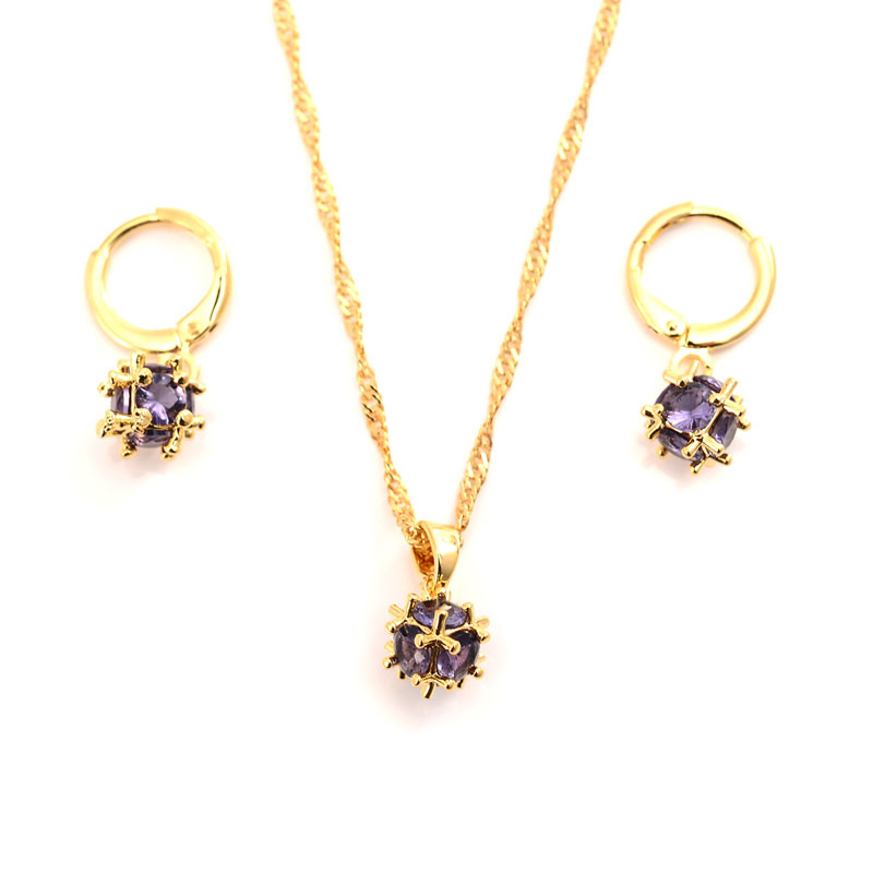 9 k Fine Solid Yellow THAI BAHT G/F Gold Earring Pendant Rainstone ball Jewelry Sets cz crystal Elegant Women Charms Party-image-699239238
