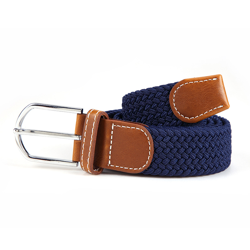 

Wholesale Amazon Men Braided Fabric Elastic Woven Stretch Jeans Belts, Blue