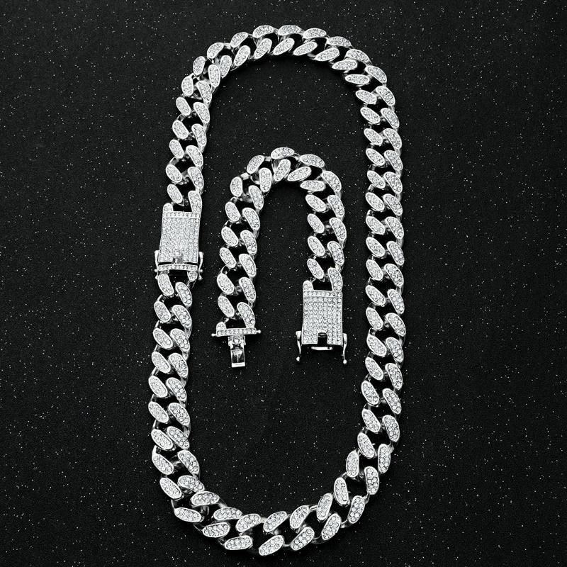 

Mens 20mm Heavy Iced Out Miami Cuban Link Chain CZ Rapper Crystal Necklace Choker Bling Hip Hop Jewelry Gold Silver Color Chains