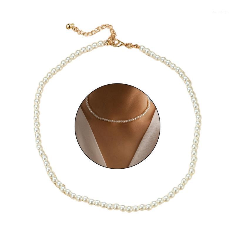 

Luxury Pearl Stone Chian Choker Necklace For Women Charming Handmade Adjustable Party Sweater Jewelry Collar Gifts Chains