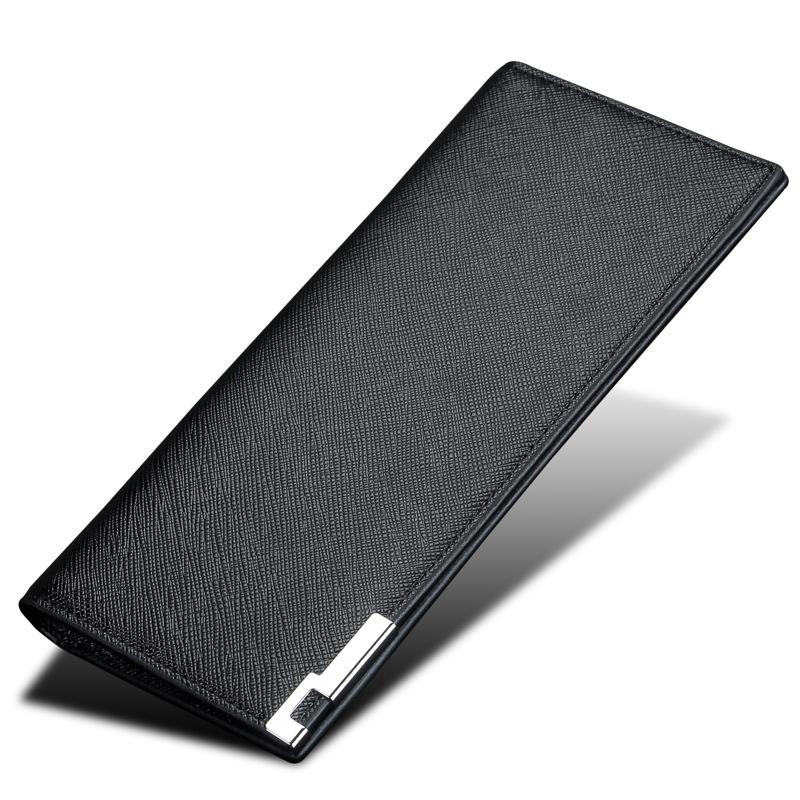 

Wallets Baellerry Men's Wallet Ultra-thin Iron Edge Money Clip Soft Leather Slim Card Holder Purse Multi-function Long Male, Black
