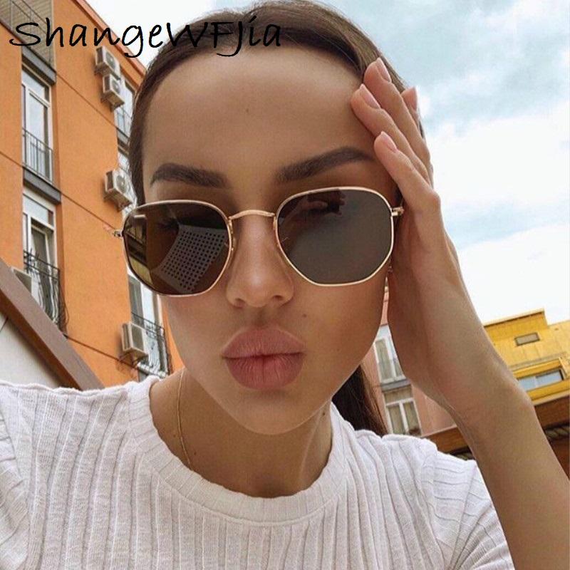 

Sunglasses 2021 Men Sunglases Hexagon Sun Glasses Women Metal Frame Fishing Gold Tea Eyewear Lentes De Sol Hombre Okulary UV400, White;black