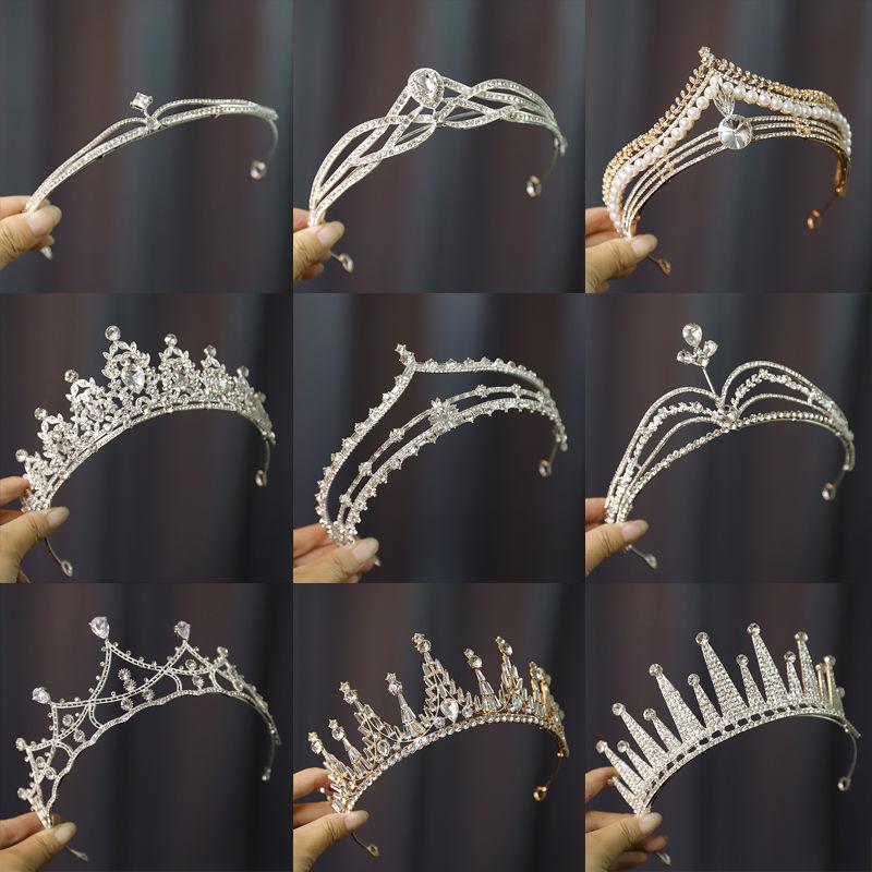 

Hair Clips & Barrettes Queen Crowns Crystal Crown Vintage Princess Tiara Bridal Rhinestone And Tiaras Accessories For Women Girls, Golden;silver