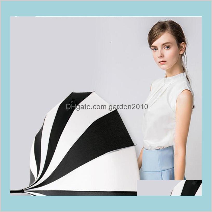 

Umbrellas Household Sundries Home & Garden Black And White Striped Long Handle Ladies Classical Pagoda Wedding Umbrella Sunscreen Wind