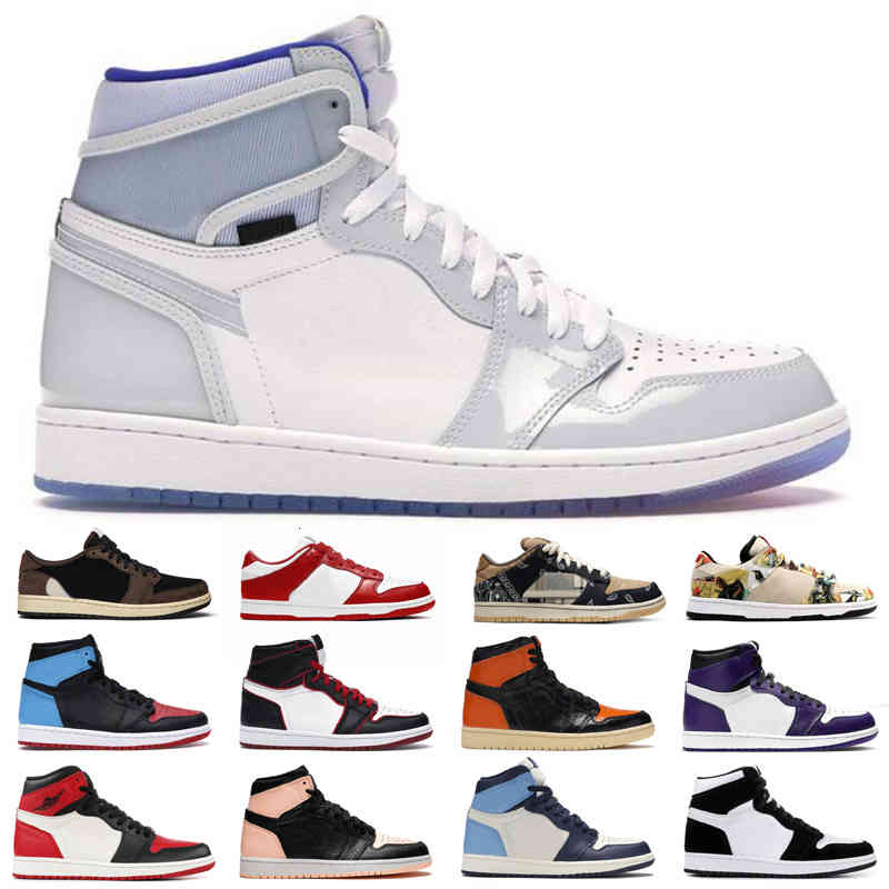 

1 1s Tie Dye Chunky Dunky Zoom Racer Blue green Mens Low High 1 Basketball Shoes University Red Women Sports Sneakers, Shipping