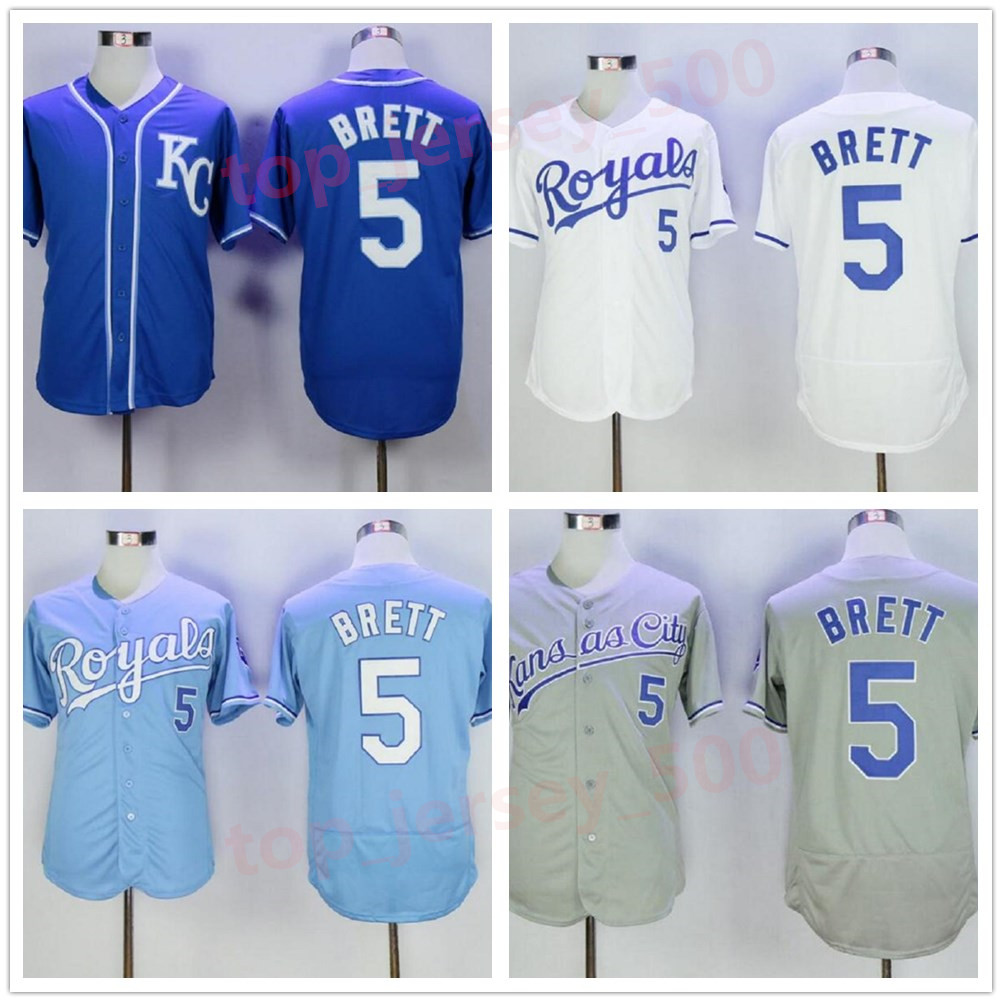 

Men Women Youth Style Baseball 5 George Brett Jersey Flexbase Cool Base Team Color Blue White Grey Beige All Stitched High Quality Discount, As shown in illustration