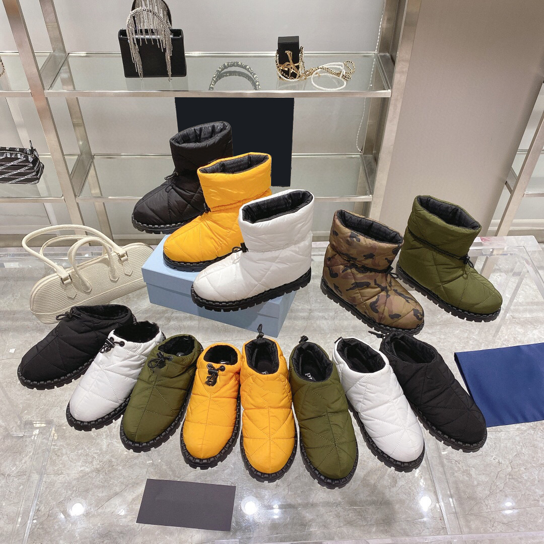 

women Quilted nylon mid boots Down boot Womens booties Space shoes Quilted nylon slip-on shoes Designer Bootis flat shoe