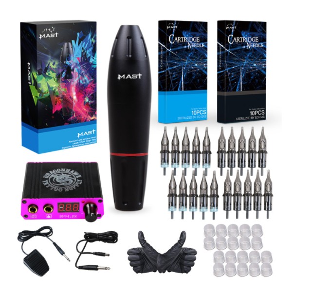 

Professional Tattoo Kits Rotary Tattoo Pen Machine Guns Permanent Makeup Machine Color Inks Power Supply Cartridge Needles D3029