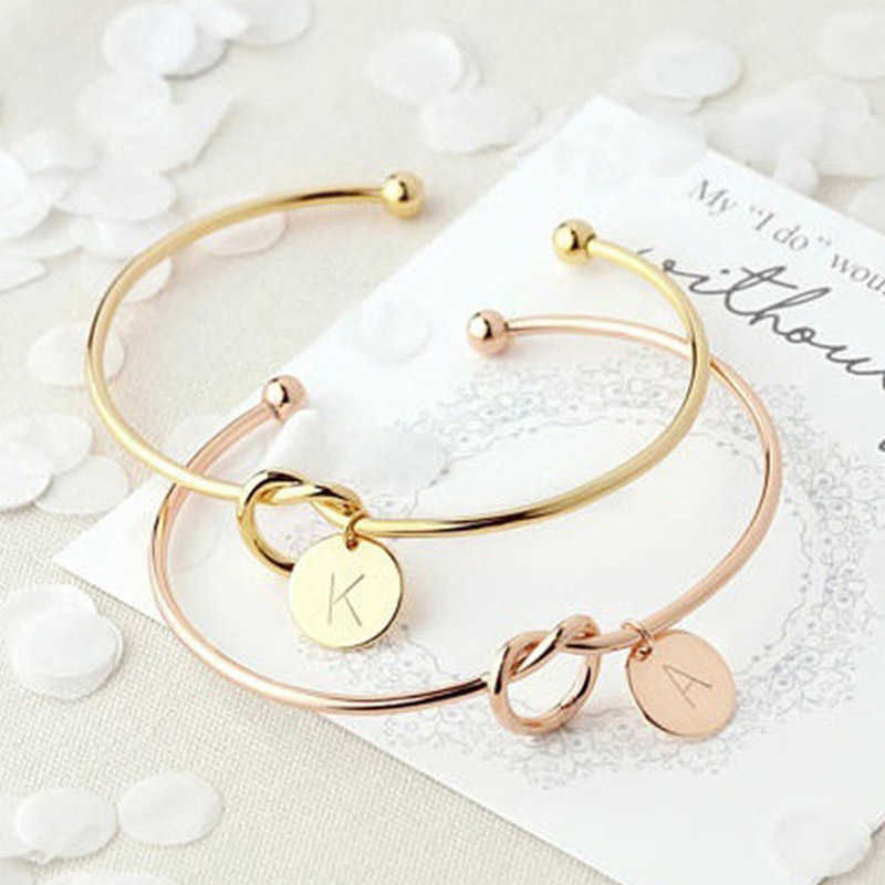 

Jewoey Shion Fashion Name Female Jewelry Initial Alloy Letter Bracelets for Women Girls Gold Bow-knot Bracelet Dropshipping Q0719