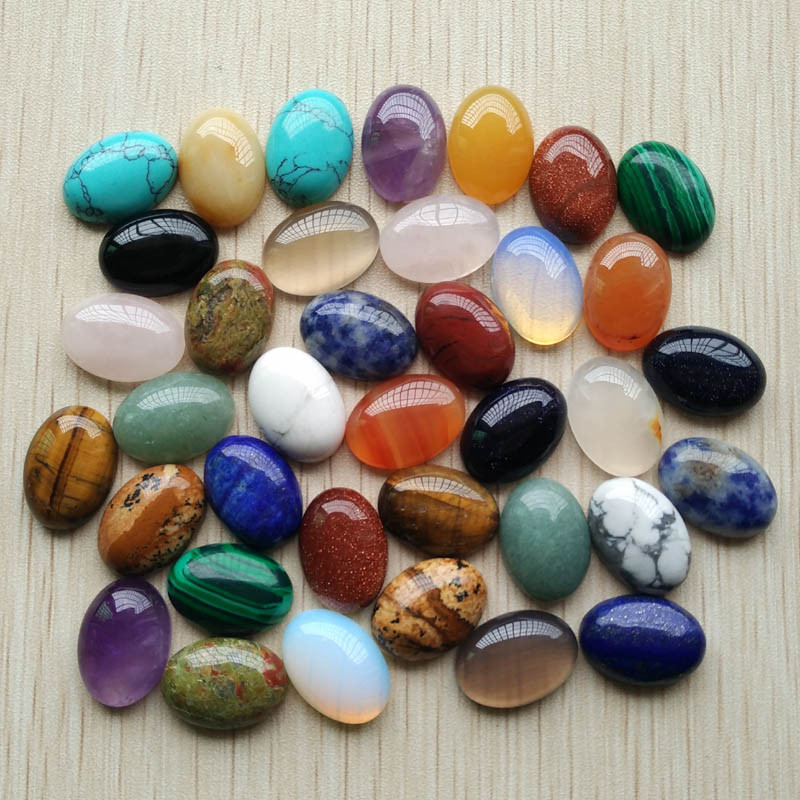 

natural stone mixed Oval flat base cab cabochon Cystal Loose beads for Necklace earrings jewelry & Clothes Accessories making Wholesale 13x18mm