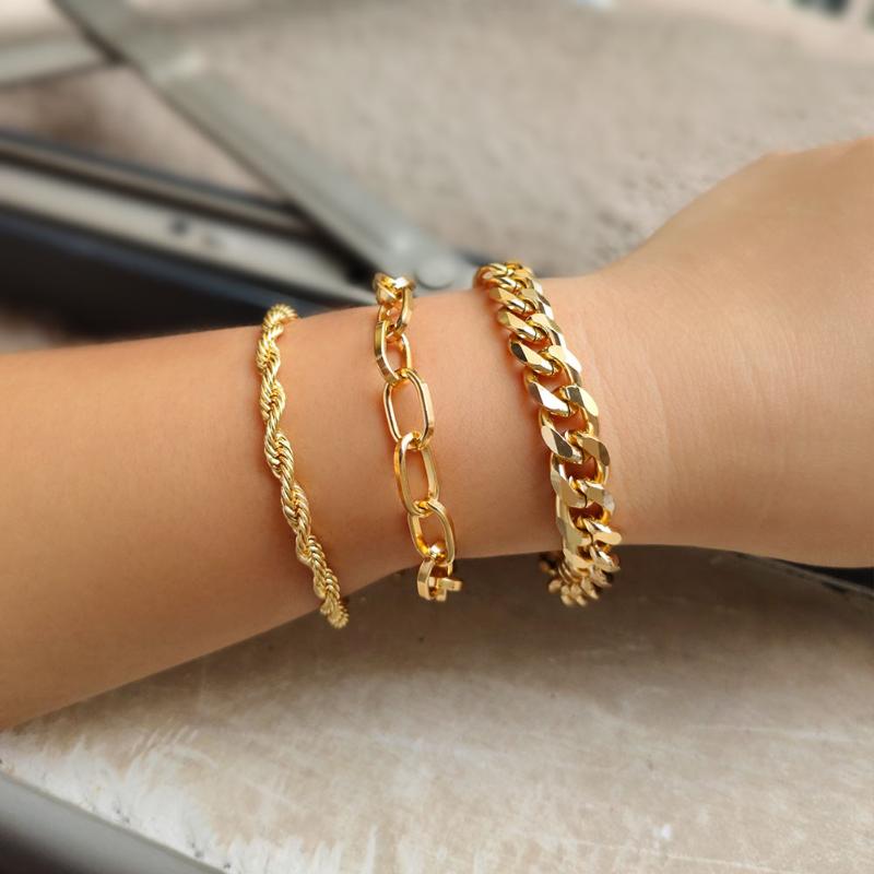 

Link, Chain Multilayer Gold Silver Color Metal Cuban Link Bracelets For Women Bohemia Simple Twisted Rope Hand Punk Jewelry Gift