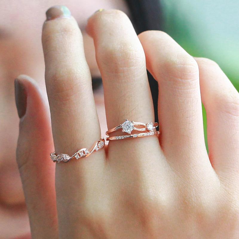 

Cluster Rings Starland Fine Detail 3pcs/set Silver 925 Sterling White CZ Ring Set For Women Wedding Office Style DIY Jewelry, Golden;silver